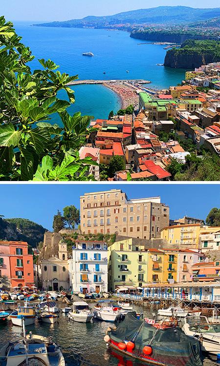 Two photos of the scenic Sorrento coastline